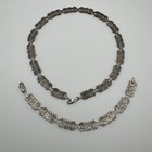 Vtg Mexico Sterling Silver 925 Greek Key Link Necklace Bracelet Set Mo-69 22 4g