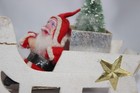 Vintage Christmas Belsnickle Santa Clay Face Cardboard Sleigh Celluloid Deer