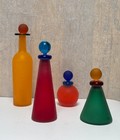 Murano Franco Moretti Italian Art Glass 4 Frosted Bottle