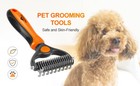 Peteola - Pet Grooming Brush - 2 Sided Undercoat Rake For Cats   Dogs - Orange