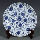 Nice Chinese Antique Art Hand Qing Dynasty Blue white Porcelain Flowers Plate