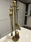 Vintage Small Art Deco Brass Fireplace Tools Set 4 Tools And Stand 22 