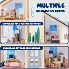 Large Wooden Doll House For Kids Ages 3   Sturdy Modern Family Dollhouse Kit    