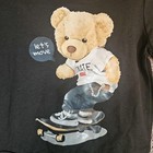 Child s 2 Pcs Hooded Sweatsuit Outfit Black With Skateboarding Bear  4-5y