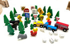 Large Lot Vintage Brio Wooden Railway Track Road Signs Trees Tunnel   More