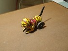 Vintage 1950 s Marx Tin Wind Up Push Down Tail Toy Cat W o Ball  Works Good 