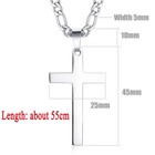 Men s Cross Pendant Necklace Silver Chain Stainless Steel Figaro Necklace 21 