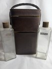 Vintage Leather Travel Bar Set  2 Glass Bottles  bourbon     scotch    Case