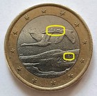 Unique Finland Rare 1 Euro 2001 Major Obverse Cud Error Mint Flaw Collector Gem
