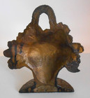 Antique Vintage Cast Iron Metal Flower Basket 9 1 2  Door Stop Hubley 818