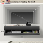 Wall-mounted Floating Tv Shelf Stylish Black Entertainment Center With Storage