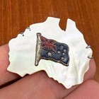 Vtg Wwii Australian Map Sweetheart Pin Flag Mother Of Pearl Sterling Brooch