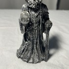 Wizard With Crystal Ball 6in Resin Collectable Figurine Silver And Blavk