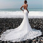 Spaghetti Straps Mermaid Lace New Wedding Dress White ivory Backless Bridal Gown