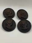 4 Antique Victorian Large Buttons Dark Brown Cameo Metal Back 1 5  Diameter