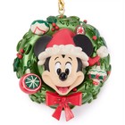 Set Of 2 Disney Parks Santa Mickey   Mrs Minnie Mouse Christmas Wreath Ornament