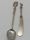 Vtg Silver Tone Tea Spoon   Butter Knife Italy Gothic Decorated Handles