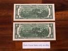 Set Of  2   2 Dollar Bills Uncirculated Bank Note Real Currency In Serial  order
