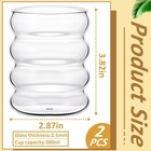 2 Pcs Wave Glass Cup 10 Oz Ribbed Bubble Drinking Glassware Creative Cocktail