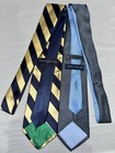 Lot Of 2 Tommy Hilfiger 100  Silk Neckties Blue Gold Stripe Geometric Tie Set