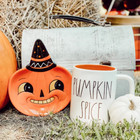 New  Johanna Parker Halloween Pumpkin Pete Character Face Plate Treat Dish