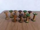 10 Antique Wooden Thread Spools Bobbin Spindles Industrial Textile Mill