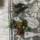 Antique Chinese  Sterling Silver Filigree Enamel Bird  And Flower  Parts