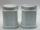 Pair Vintage Milk Glass Lidded Cream Jars Art Deco Mid Century Modern Canister