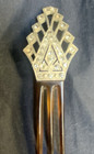 Vintage Antique Deco 1920s Celluloid Aluminum Rhinestone Tortoise 4  Hair Comb