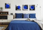 Blue Canvas Wall Art Framed royal Blue Rose Pictures And Gray Print Flora Pai   