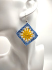 Handmade Sunburst Granny Square Earrings Made With 100  Cotton