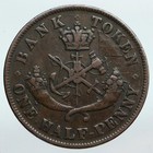 1857 Upper Canada Antique Uk Queen Victoria Half Penny Bank Token Coin I90247