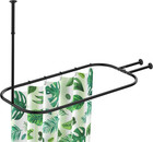 Oval Shower Curtain Rod Hoop Square Shape For Bathroom  58 3 x24  Black  