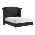 New 5pc Queen Or King Black Velvet Modern Crystal Tufted Bedroom Set Bed d m n c