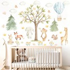 Watercolor Tree Animal Wall Stickers Forest Animals Wall Sticker Baby Room Decor