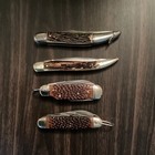 Remington 4-pc Pocketknife Lot Manual Slipjoint Ss Clip Point Bone Tools 1996