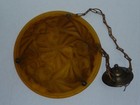 Vintage Amber Glass Flowers Pattern 3 Socket Hanging Ceiling Mount Light Fixture