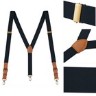 2pcs Men s Suspenders Y Back Adjustable Leather Y-shaped Hooks Pants Braces
