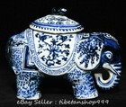 7 2  Ming Xuande Marked Chinese Blue White Porcelain Elephant Zun Statue Pair