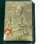 St  Jude Patron Saint Hopeless Cases Relic   Gold Tone Metal Pocket Plaque Flaw