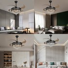 36w 90-265v Black  Clear Modern Ceiling Fan Light  42 In W  Remote Control Cj134