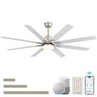 Nickel 52in Smart Ceiling Fan Compatible With Alexa google Led remote app voice