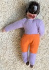 Vintage Japan Celluloid Football Player Doll Orange Purple