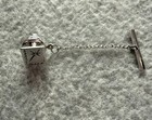Vintage Lamode Sterling Silver Atomic Starburst Square Tie Tack Mcm Pin W chain