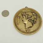 Vintage Rare Lady Antique Large Brass Medal 3 5  Diameter 3d High Relief