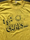 Vintage 80s Funny Humor I Got Crabs Trappers Thin Single Stitch Shirt Yellow L