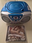 Sylvania  srcd243pl  Blue Portable Cd Boombox Am fm Radio Cd Player- Tested Euc