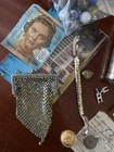 Vintage Junk Drawer Lot Ephemera Marbles Buttons Pins Metals Pen