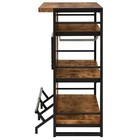 Farmhouse Wood Industrial Home Bar Unit With Metal Frame  Stemware Rack  Fixe   