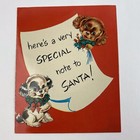 Vintage Mid Century Christmas Greeting Card Cute Puppy Dogs Note To Santa Claus